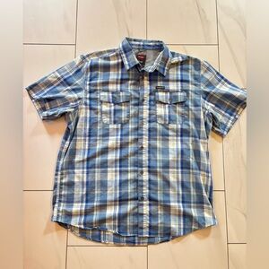 3/$30 Wrangler Blue Plaid Button-Down Shirt size XL